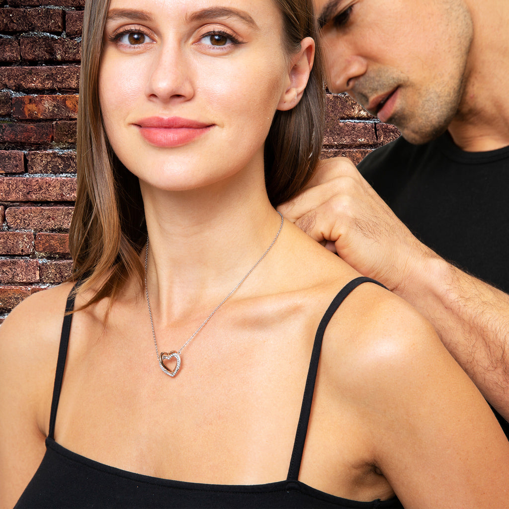 Twin Flames - Interlocking Hearts Necklace-For Wife - TreeStreet Jewelry
